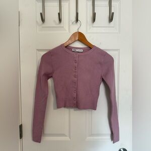 Zara Mauve Ribbed Knit Top